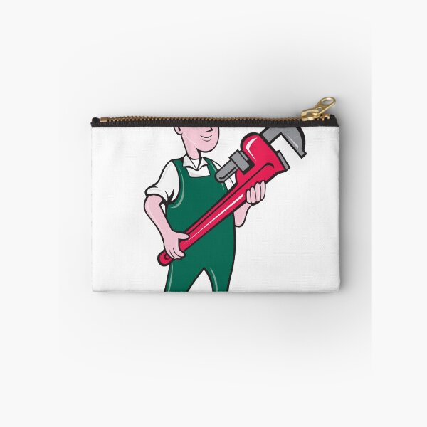 Item preview, Plumber Holding Monkey Wrench Cartoon designed and sold by patrimonio.