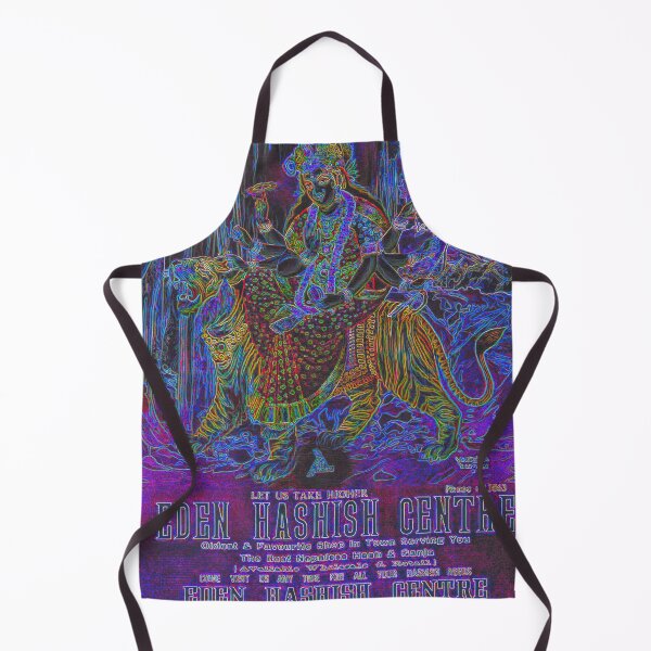 Item preview, Vintage Illustrated Psychedelic Neon Poster From Nepal - EDEN HASHISH CENTRE (Goddess Vaishnavi) designed and sold by VISIBLECREATION.