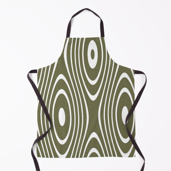 Item preview, White Retro Loops on Olive Green Background designed and sold by KeksWorkroom.