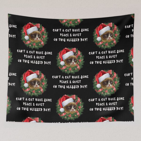 Item preview, Christmas Annoyed Cat santa claus snowflakes jingle merry elf noel eve carols chimney tree decoratio designed and sold by SkylaTurner.
