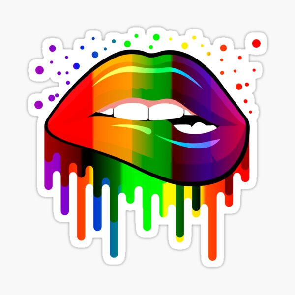 Rainbow Sensual Lips Sticker Sexy Abstract Paint Gay Pride LGBT