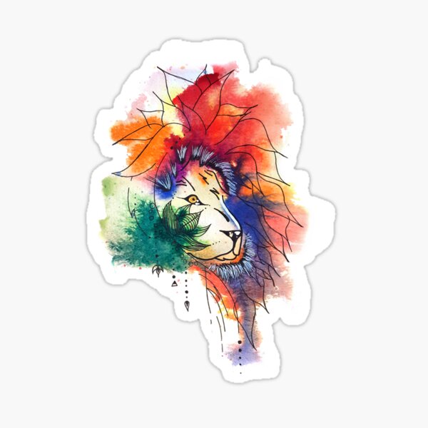 Vista previa del artículo con la obra «Lion Aquarelle Julie Formation Clásico», diseñado y vendido por MykhanhPham.