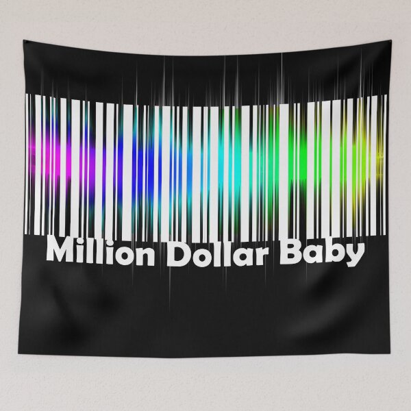 Item preview, sticker with the barcode is multicolored, with the inscription million dollar baby designed and sold by vilma3000.