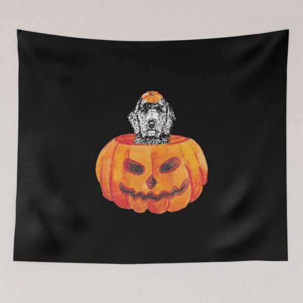 Item preview, Goldendoodle Dog Happy Halloween Pumpkin designed and sold by thepawster.