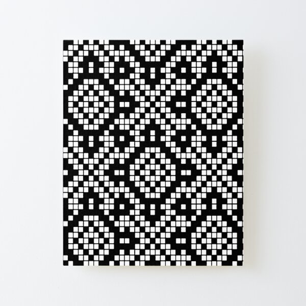 Grid Paper White and Black Geometric Pattern Vector Art Canvas Mounted Print