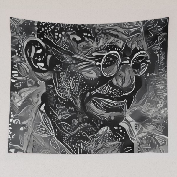 Item preview, Gandhi Floral B/W designed and sold by PlacidHinds.