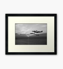 Sunset sentinels: Spitfires over the English Channel black and white version Framed Print