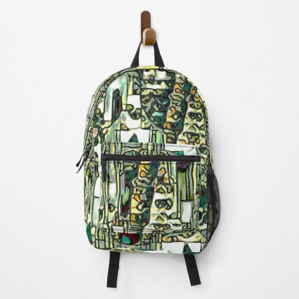 Item preview, houses in greenery, jasper, vertical stripes, green, black, abstract art designed and sold by Maria Mihailova.