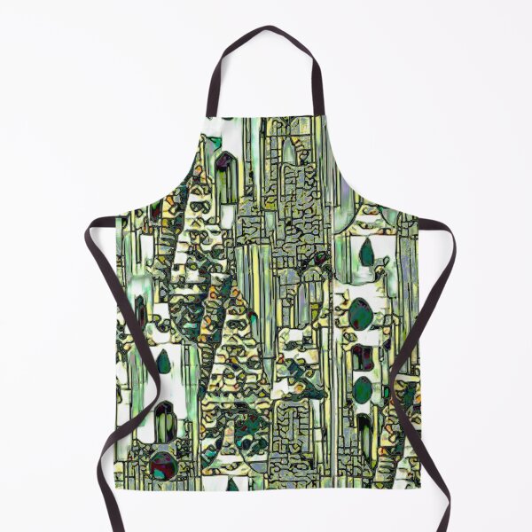 Item preview, houses in greenery, jasper, vertical stripes, green, black, abstract art designed and sold by Maria Mihailova.
