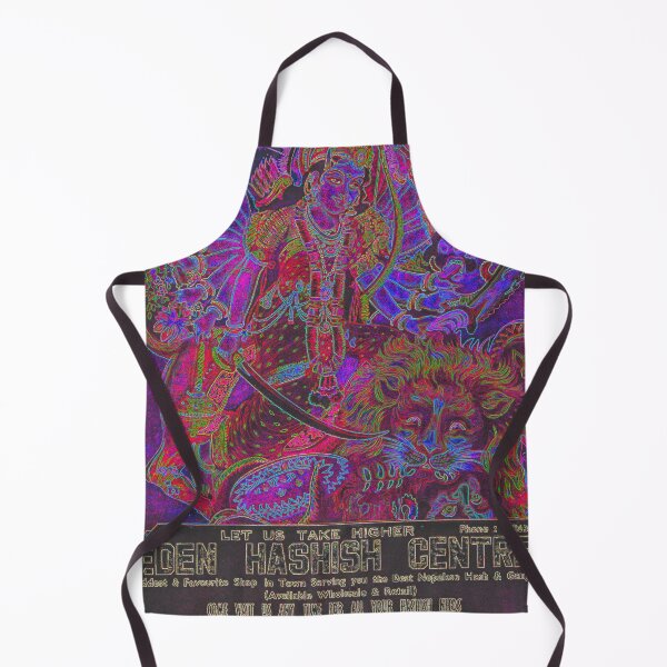 Item preview, Vintage Illustrated Psychedelic Neon Poster From Nepal - EDEN HASHISH CENTRE (Goddess Durga) designed and sold by VISIBLECREATION.