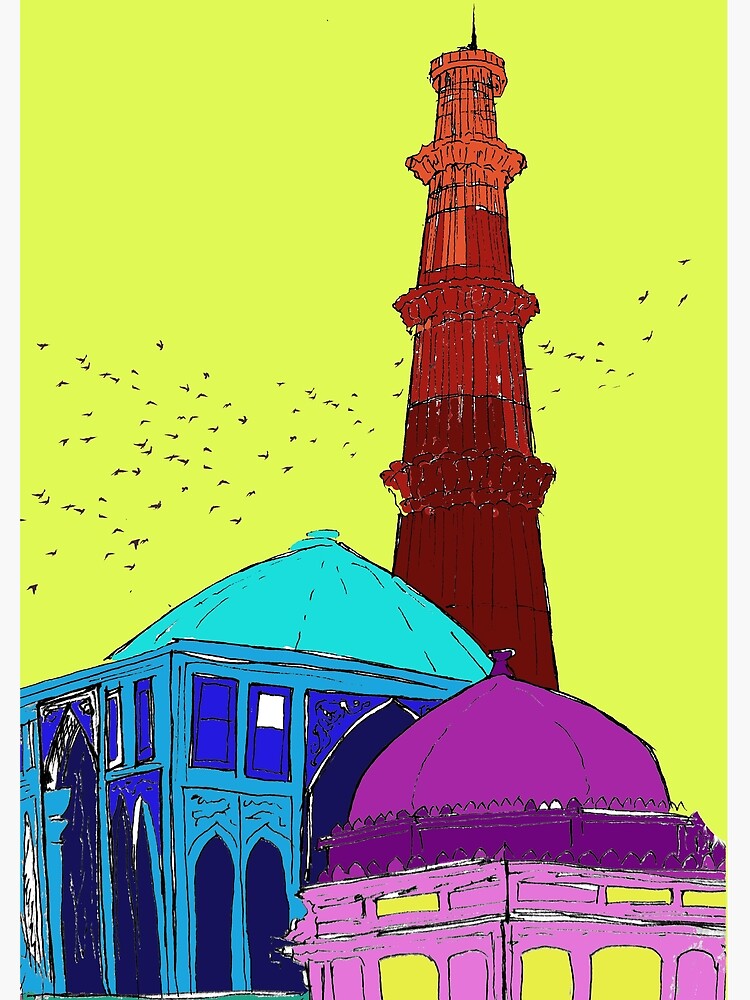 One continuous line drawing Qutub Minar mosque landmark. Holy islamic place  in Delhi, India. Holiday vacation home wall decor poster print concept.  Modern single line draw design vector illustration 5219266 Vector Art