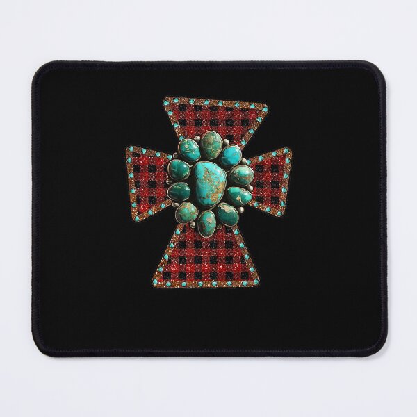 Item preview, Western Christian Buffalo Plaid Turquoise Faith Cross designed and sold by KimberleeWider.