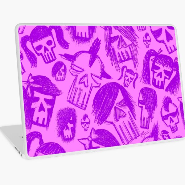 Purple Skull Sketches Laptop Skin