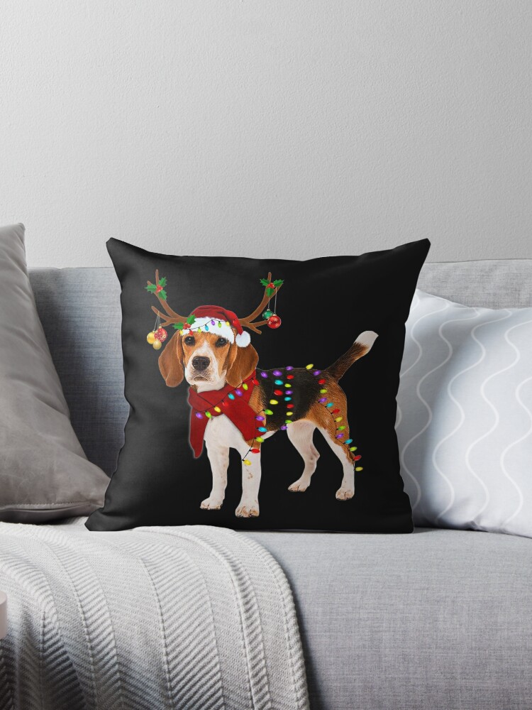 beagle dog christmas Pillow for Sale by anthonybarr1205