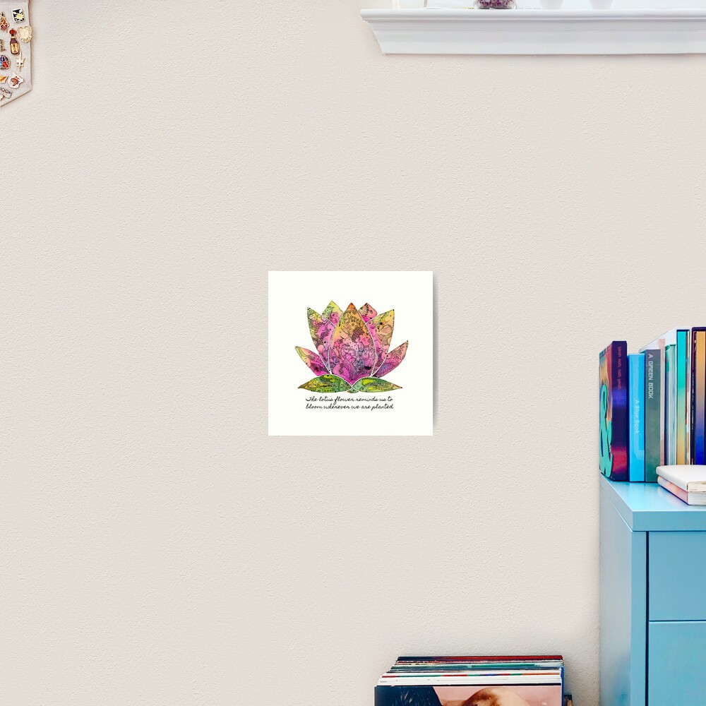 Impression Artistique Fleur De Lotus Citation Inspirante Par Mishyrowan Redbubble