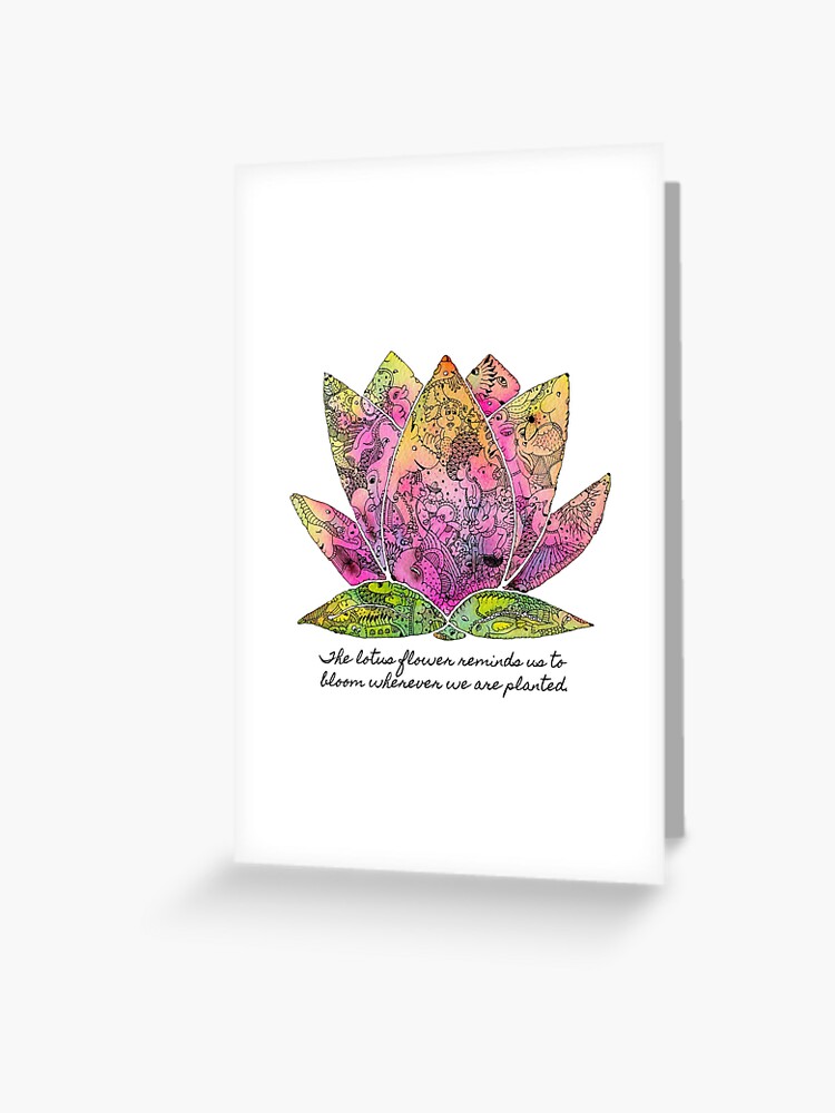 Carte De Vœux Fleur De Lotus Citation Inspirante Par Mishyrowan Redbubble