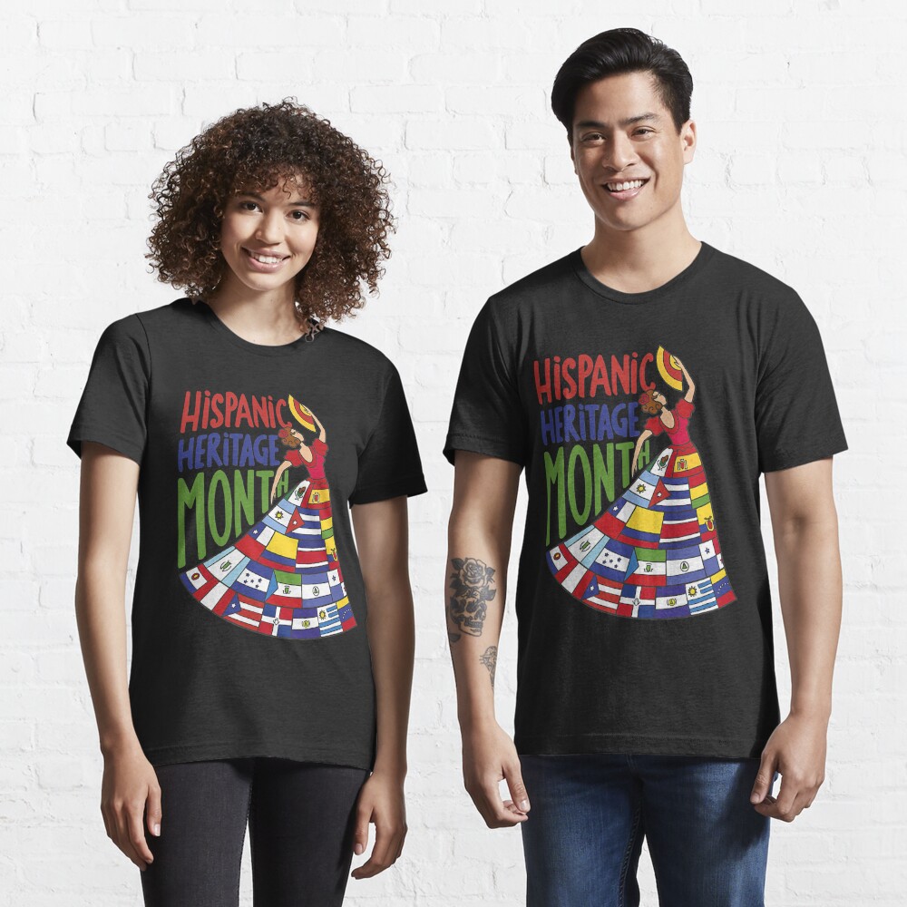 Hispanic Heritage Month Dancing Woman Latin American Flags Essential T- Shirt for Sale by ZaruckiJami