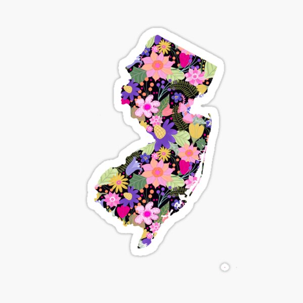 Floral NJ Map Sticker