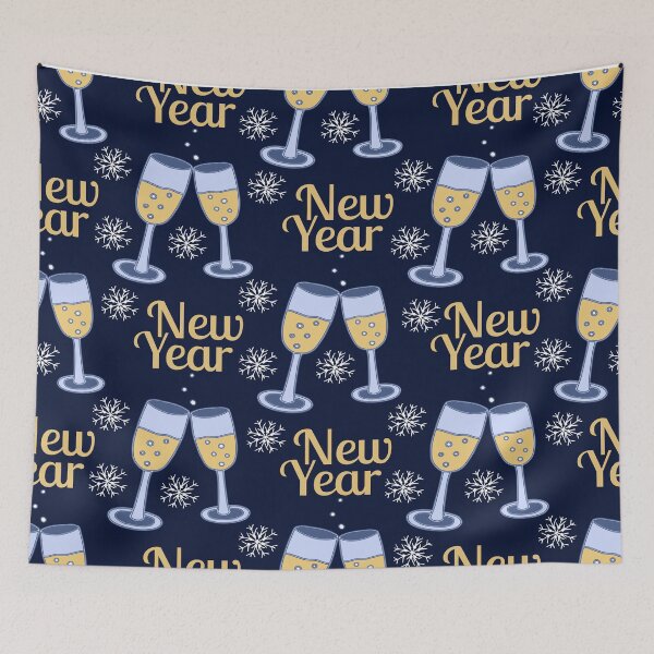 Item preview, christmas eve with wine and new year Pattern designed and sold by CRAZY-T.