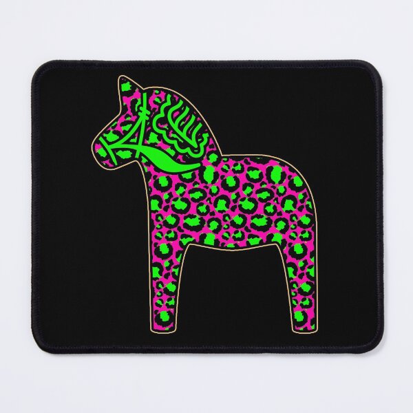 Item preview, Leopard Print Dala Dalarna Sweden Horse Dalecarlian Swedish Pink and Green designed and sold by funnytshirtemp.