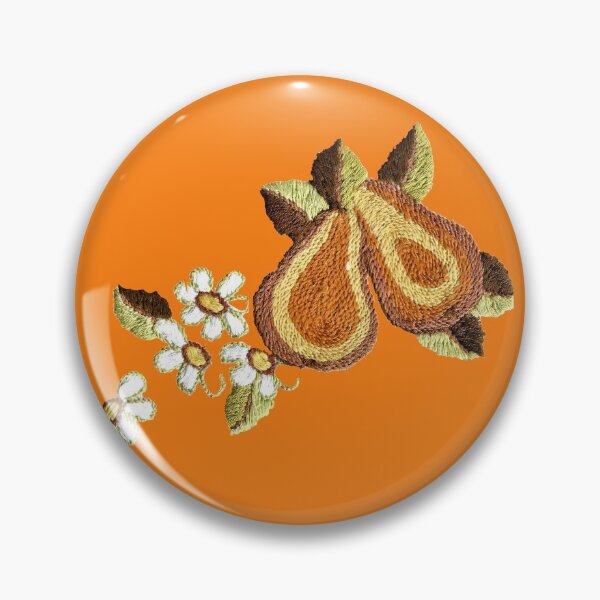 Item preview, Ukrainian Embroidery, pears on orange back ground designed and sold by Faerieglen.