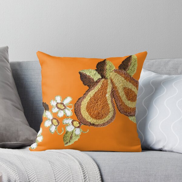 Item preview, Ukrainian Embroidery, pears on orange back ground designed and sold by Faerieglen.