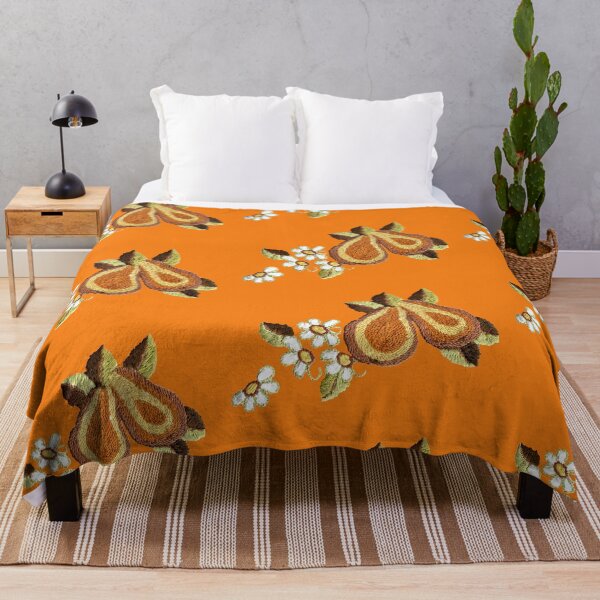 Item preview, Ukrainian Embroidery, pears on orange back ground designed and sold by Faerieglen.