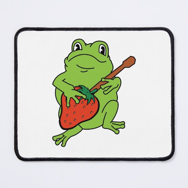Item preview, Cute Vintage Cottagecore Frog Playing Strawberry Guitar Pun designed and sold by funnytshirtemp.