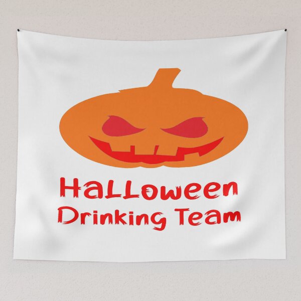 Item preview, Halloween Drinking Team -  Spooky zombie Red Text and Pumpkin Lantern. designed and sold by davidmurtagh.