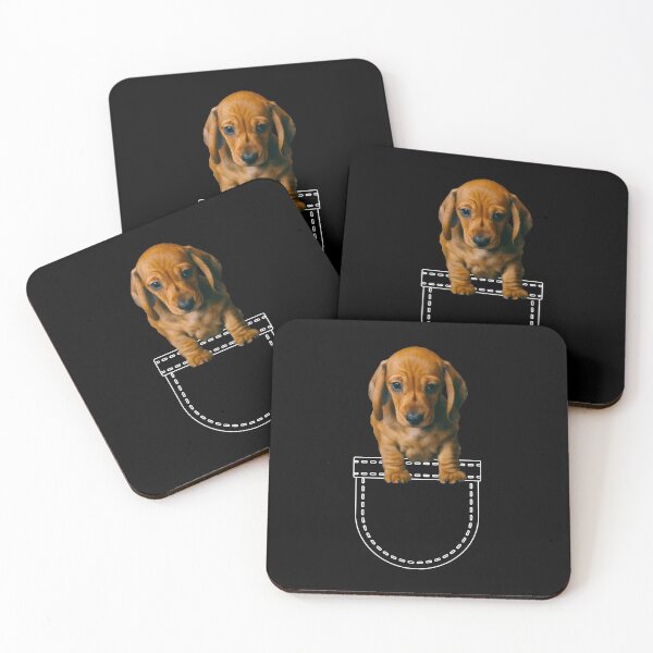 Item preview, Puppy in a pocket. Dachshund puppy in a pocket. Funny, cute photo and line drawing pocket designed and sold by JellyBeenzz.