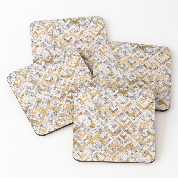 Item preview, Geometric Pattern - White Marble Texture and Gold designed and sold by k9printart.