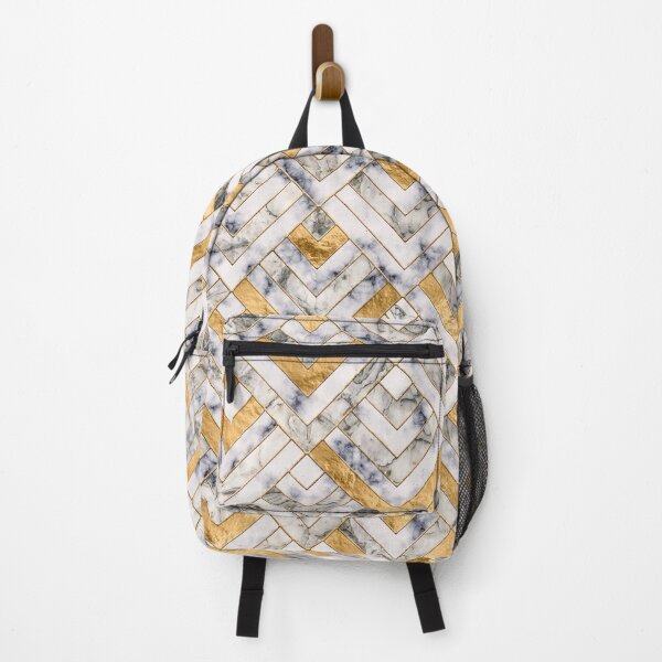 Item preview, Geometric Pattern - White Marble Texture and Gold designed and sold by k9printart.