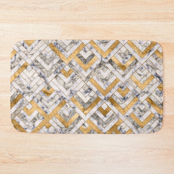 Item preview, Geometric Pattern - White Marble Texture and Gold designed and sold by k9printart.