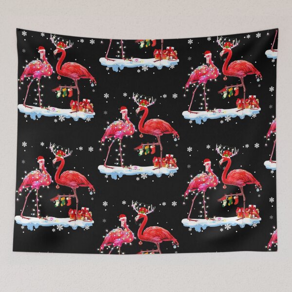 Item preview, Flamingo Christmas Tree Santa Hat Xmas Light designed and sold by dokieuphuong.