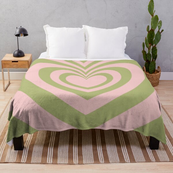 Item preview, Soft Sage + Pink Hypnotic Hearts Pattern  designed and sold by cadinera.