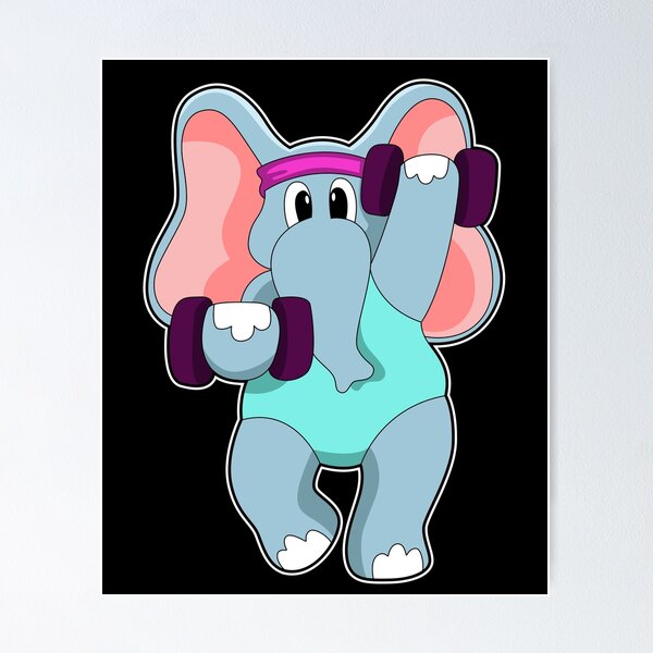 Item preview, Elephant at Strength training with Dumbbells designed and sold by Snabdesign84.