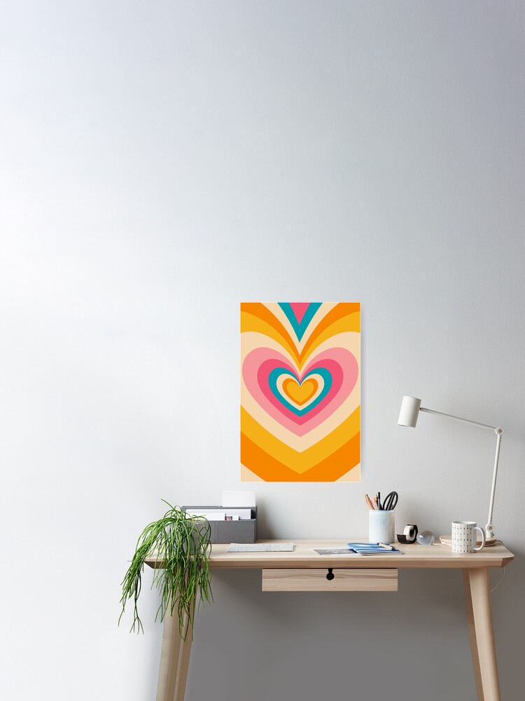 Retro Hypnotic Hearts Wallpaper Poster for Sale by cadinera