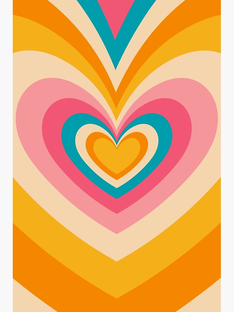 Retro Hypnotic Hearts Wallpaper Poster for Sale by cadinera