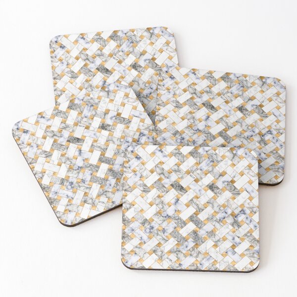 Item preview, Geometric Pattern - White Marble Texture and Gold designed and sold by k9printart.