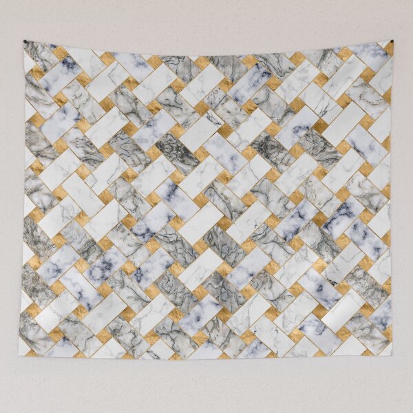 Item preview, Geometric Pattern - White Marble Texture and Gold designed and sold by k9printart.