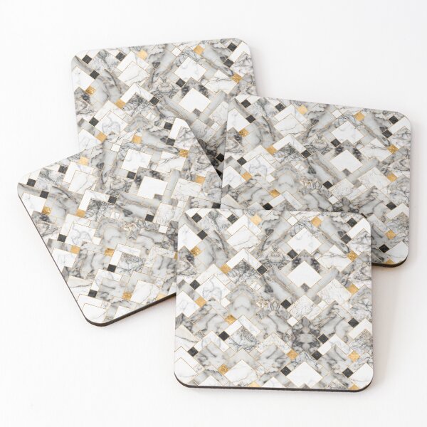 Item preview, Geometric Pattern - White Marble Texture and Gold designed and sold by k9printart.
