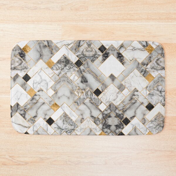 Item preview, Geometric Pattern - White Marble Texture and Gold designed and sold by k9printart.