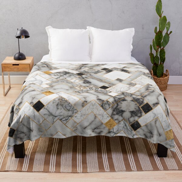 Item preview, Geometric Pattern - White Marble Texture and Gold designed and sold by k9printart.