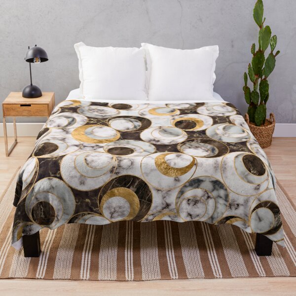 Item preview, Geometric Pattern - White and Black Marble and Gold designed and sold by k9printart.