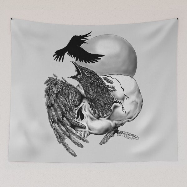 Item preview, Raven in Human Skull Surreal Tattoo  designed and sold by BluedarkArt.