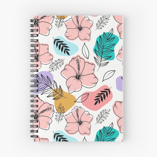 Item preview, Hibiscuses with palm tree leaves on abstract colorful shapes designed and sold by Katine-Art.