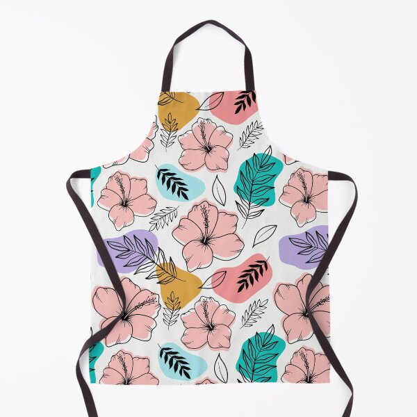 Item preview, Hibiscuses with palm tree leaves on abstract colorful shapes designed and sold by Katine-Art.