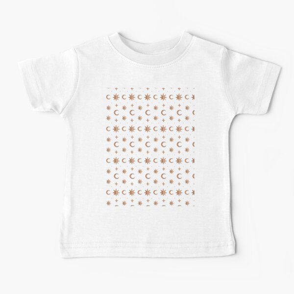 Celestial Moon and Stars Pattern White Baby T-Shirt
