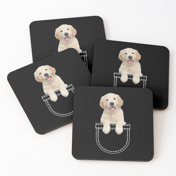 Item preview, Puppy in a pocket. Golden retriever puppy in a pocket. Funny, cute photo and line drawing pocket designed and sold by JellyBeenzz.