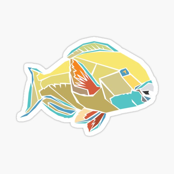 Tropical Fish - parrot fish coral reef menagerie Sticker